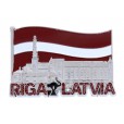 Ledusskapja magnēts ar Rīgas pili un Latvijas karoga dizainu